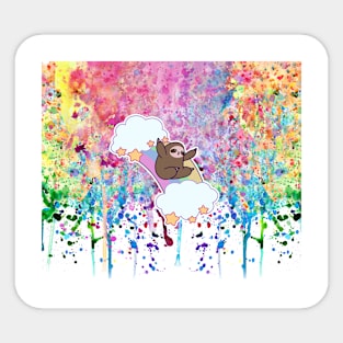 Rainbow Cloud Sloth - Paint Drip Sticker